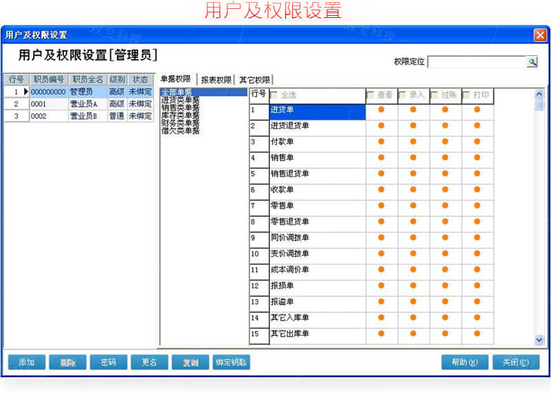 管家婆輝煌普及版用(yòng)戶及權限設置